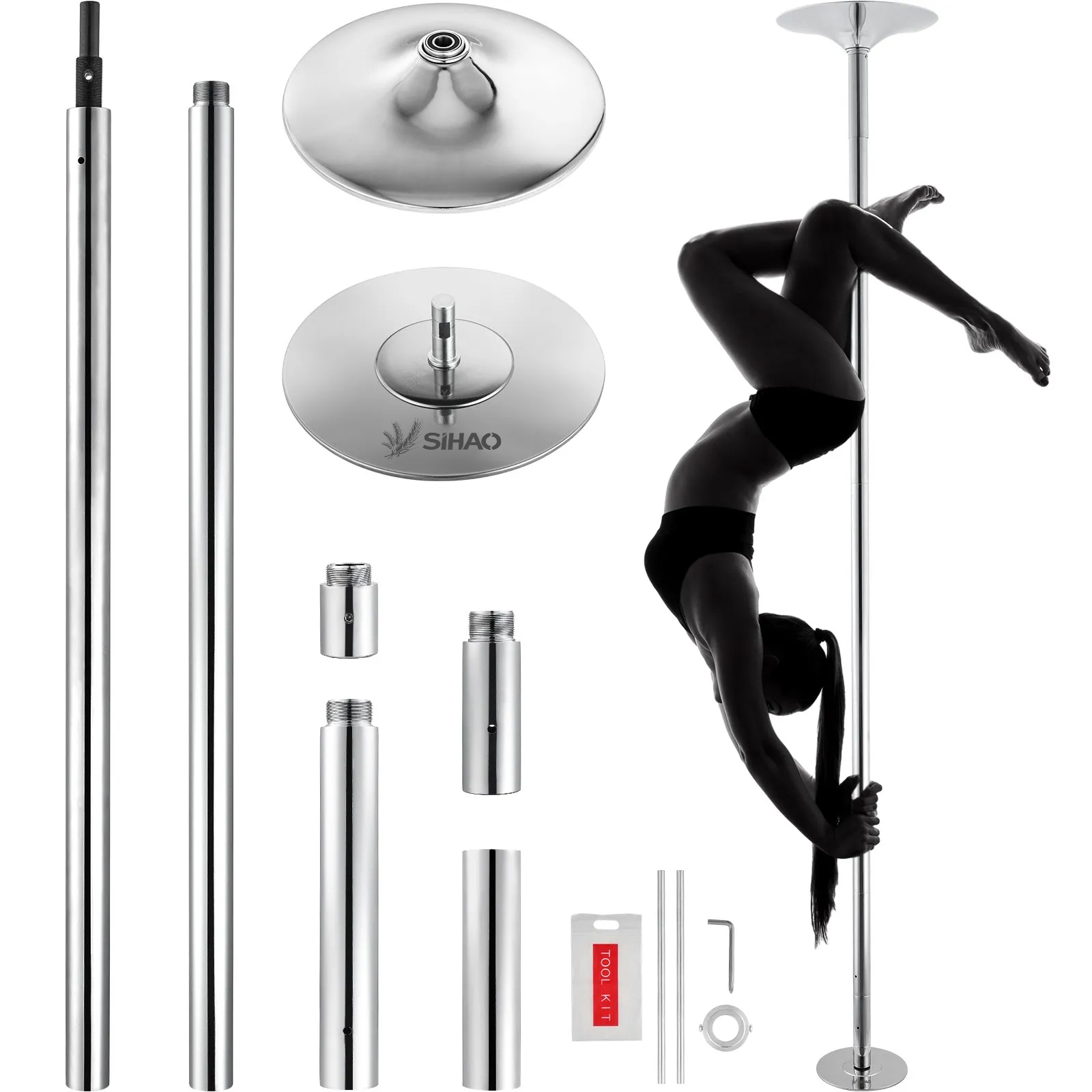 Home Gym Routine - SIHAO Portable Height-Adjustable Dance Pole, Stainless