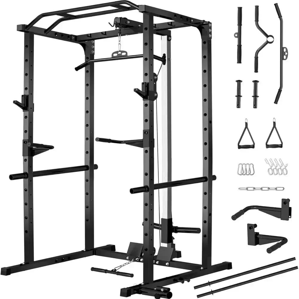 2000LBS Capacity Power Rack wi - Lat Pulldown Cable 评论和价格