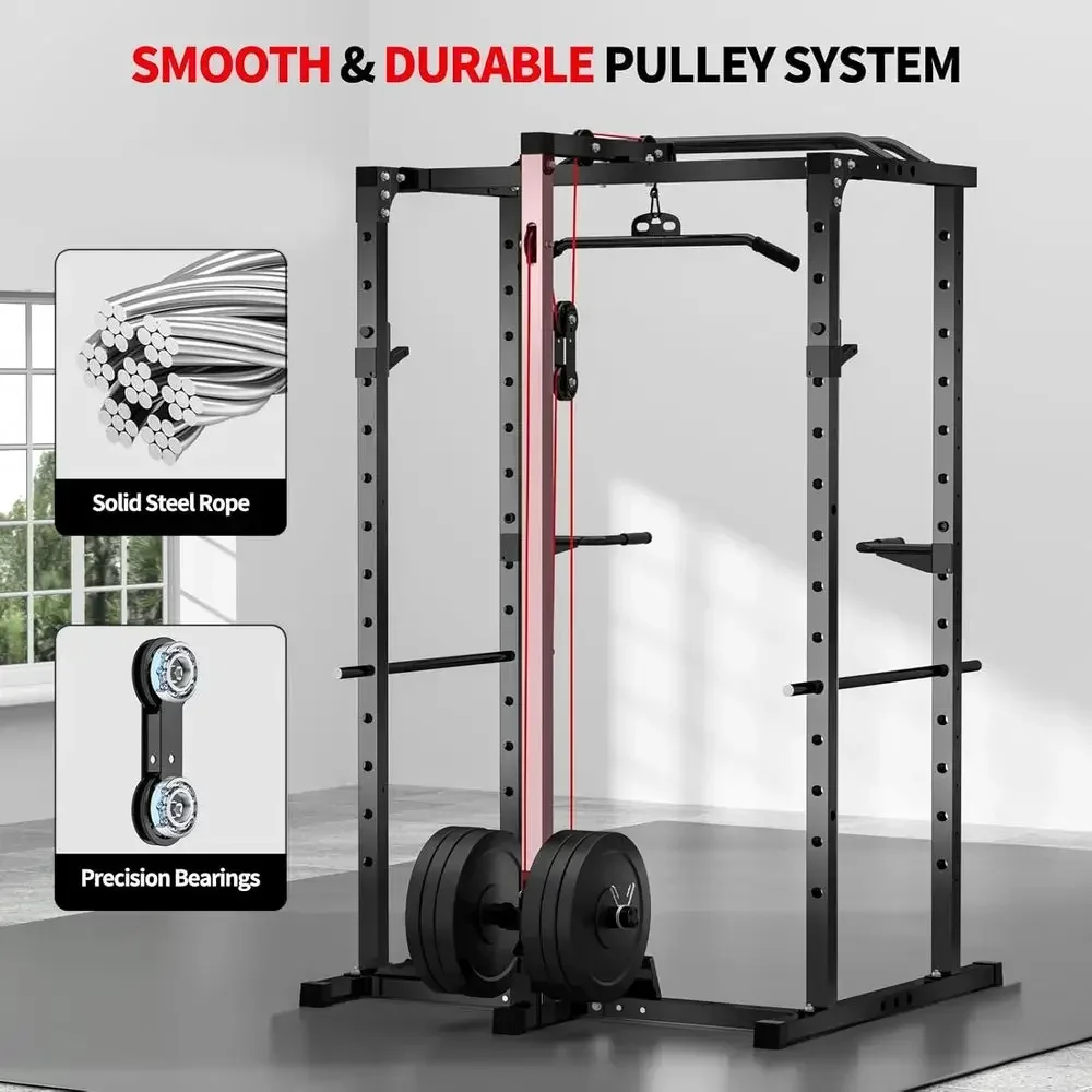 2000LBS Capacity Power Rack wi - Lat Pulldown Cable 评论和价格