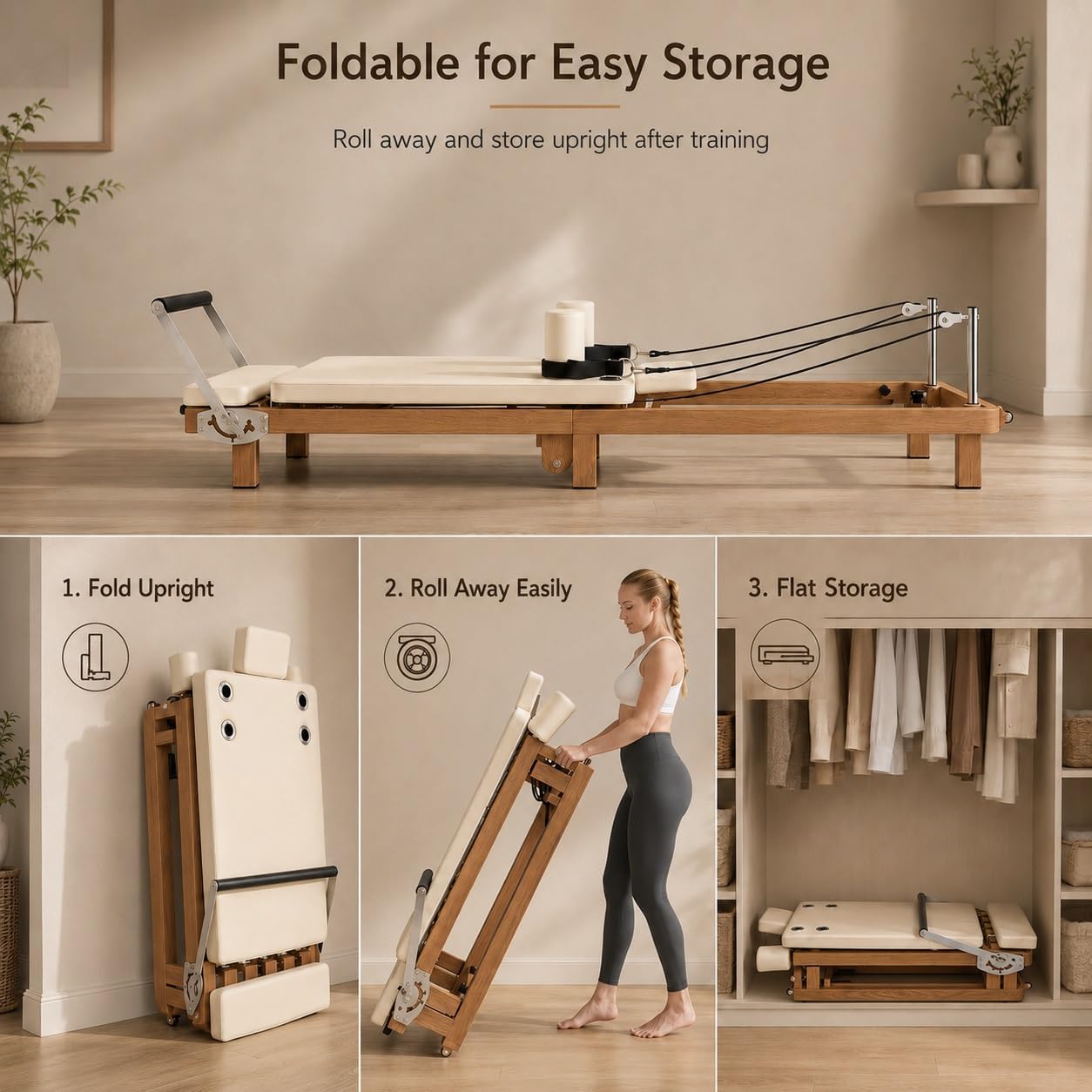 Foldable Pilates Reformer, Hom - Leg Home Gym Workout 评论和价格