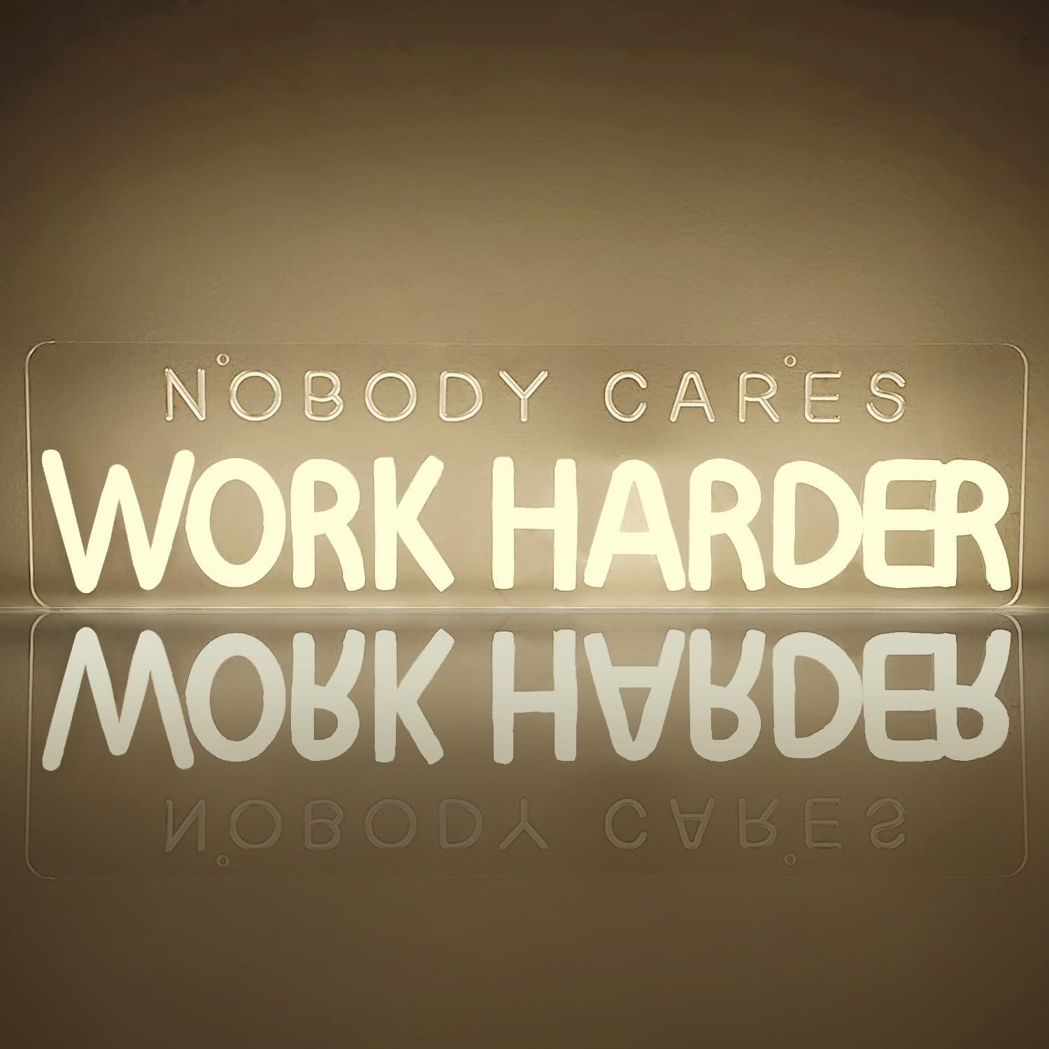 Nobody Cares Work Harder Neon  - Home Gym Neon Sign 评论和价格