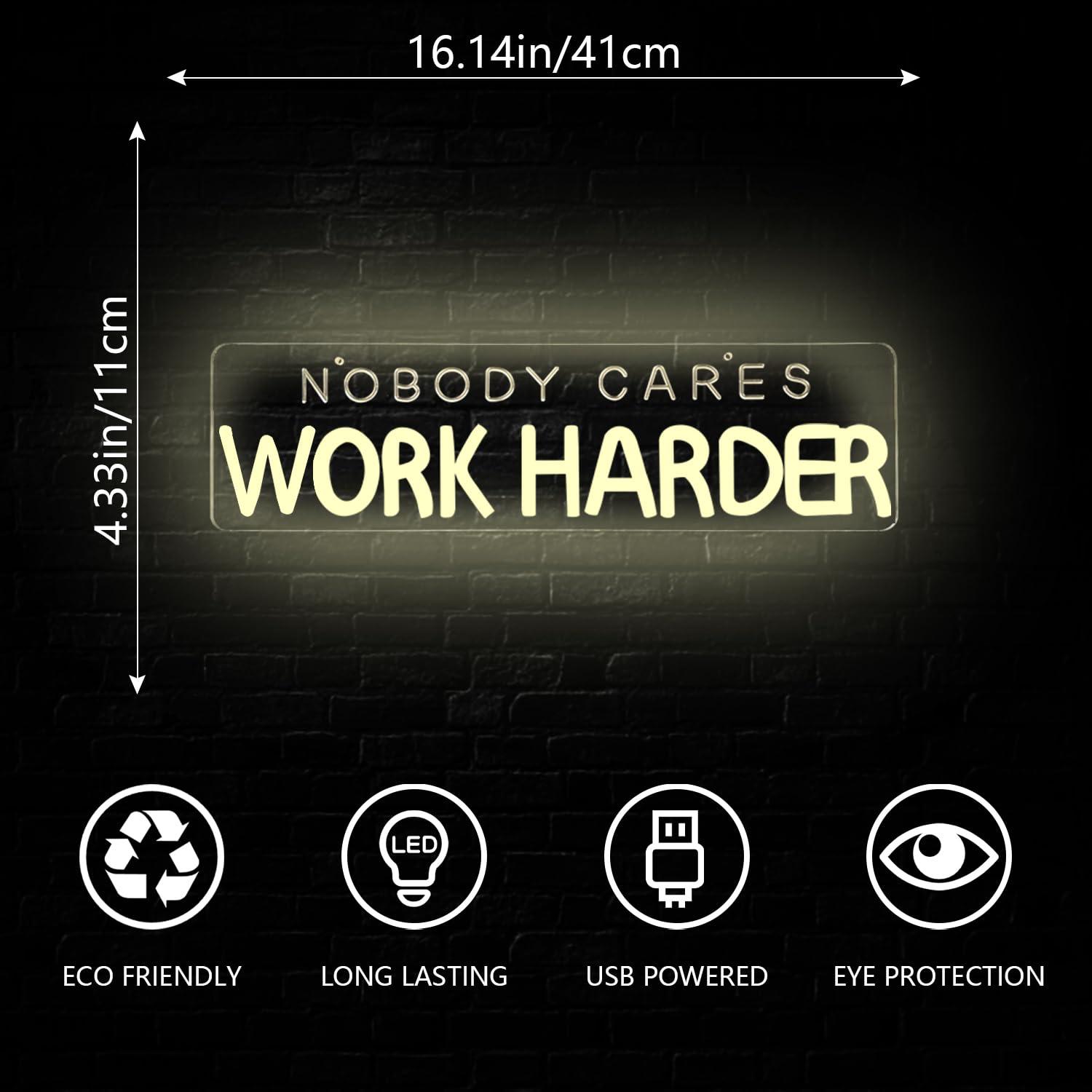 Nobody Cares Work Harder Neon  - Home Gym Neon Sign 评论和价格