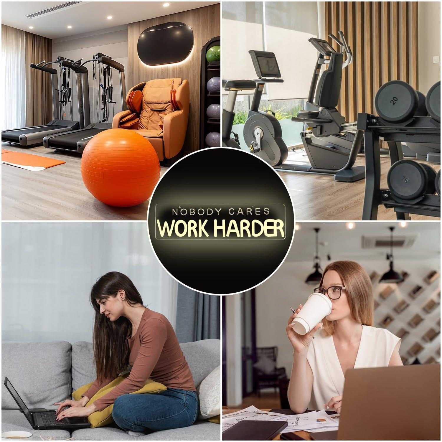 Nobody Cares Work Harder Neon  - Home Gym Neon Sign 评论和价格