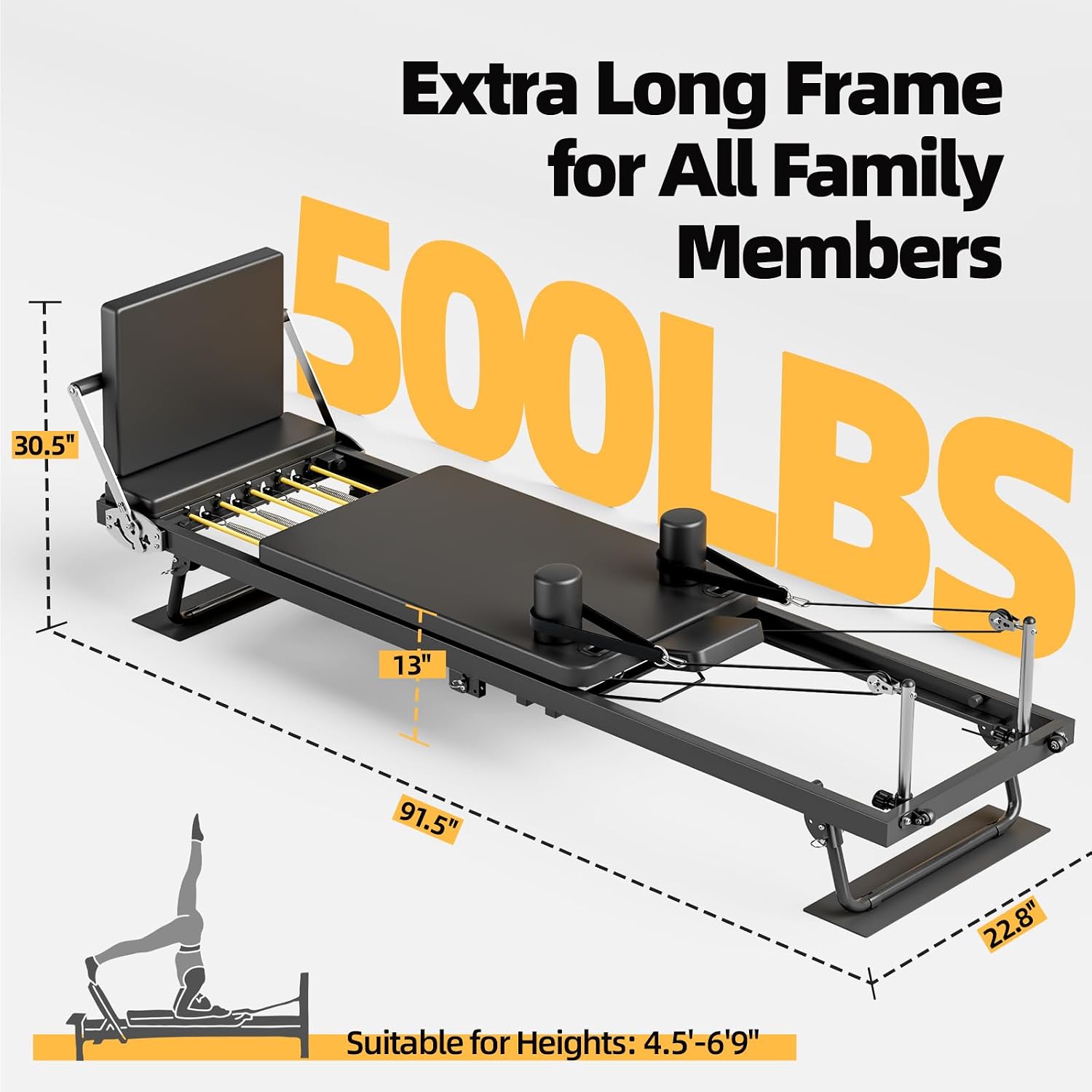 Foldable Pilates Reformer Mach - Leg Home Gym Workout 评论和价格