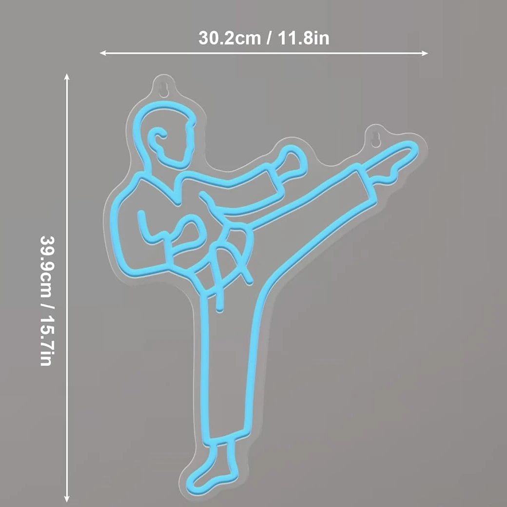 Karate Man Neon Sign Blue LED  - Home Gym Neon Sign 评论和价格